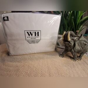 Westport White Cotton King Sheet Set